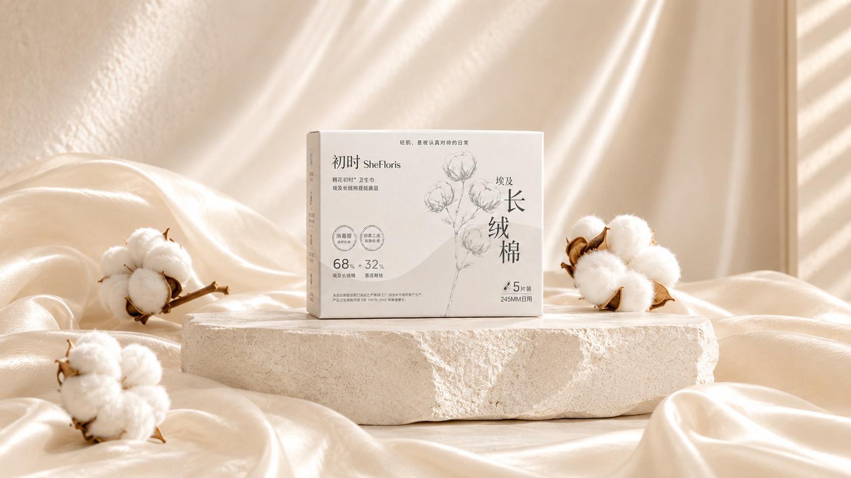 栖花初时 埃及长绒棉卫生巾
